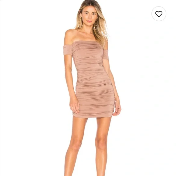 Superdown Taupe Dress Off shoulder Sz M - Picture 1 of 3